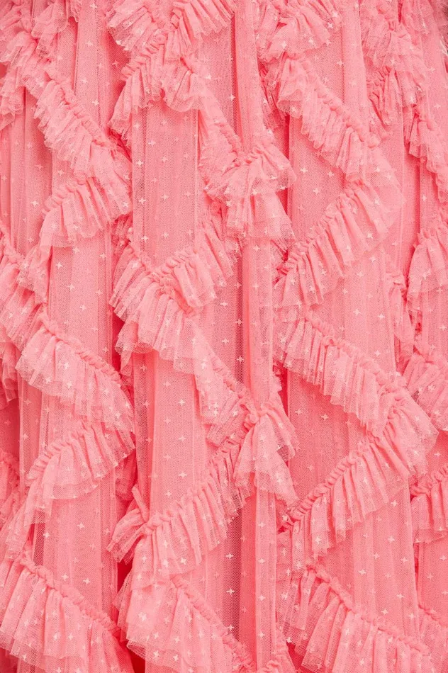 Genevieve Ruffle Gown Coral Women Needle and Thread Dresses