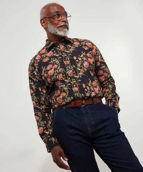 Gifts Joebrowns Apparel Tapestry Floral Shirt Black