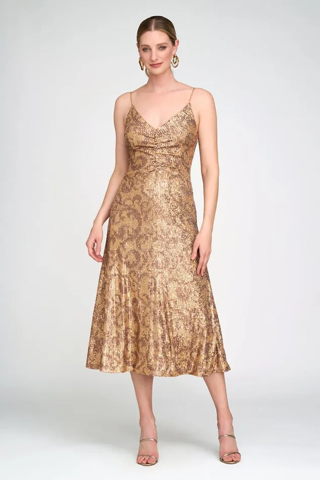 Gowns Women Halston Essence Gown In Leo Sequin Gold