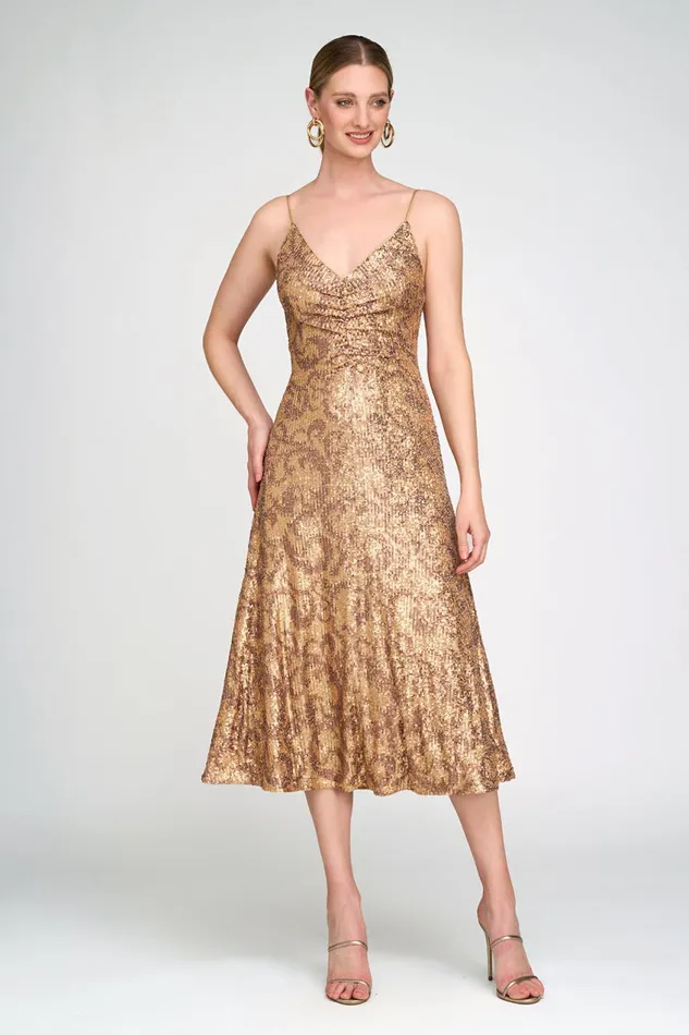 Gowns Women Halston Essence Gown In Leo Sequin Gold