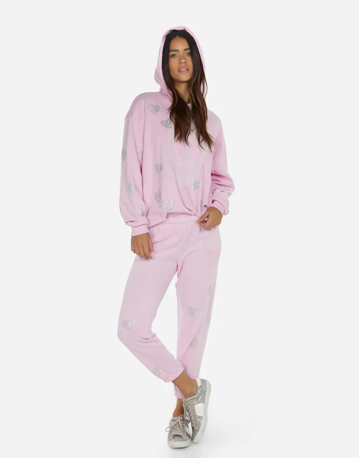 Harmony Crystal Pink Peace Love Skull Peony Pink Women039s Lauren Moshi Hoodies