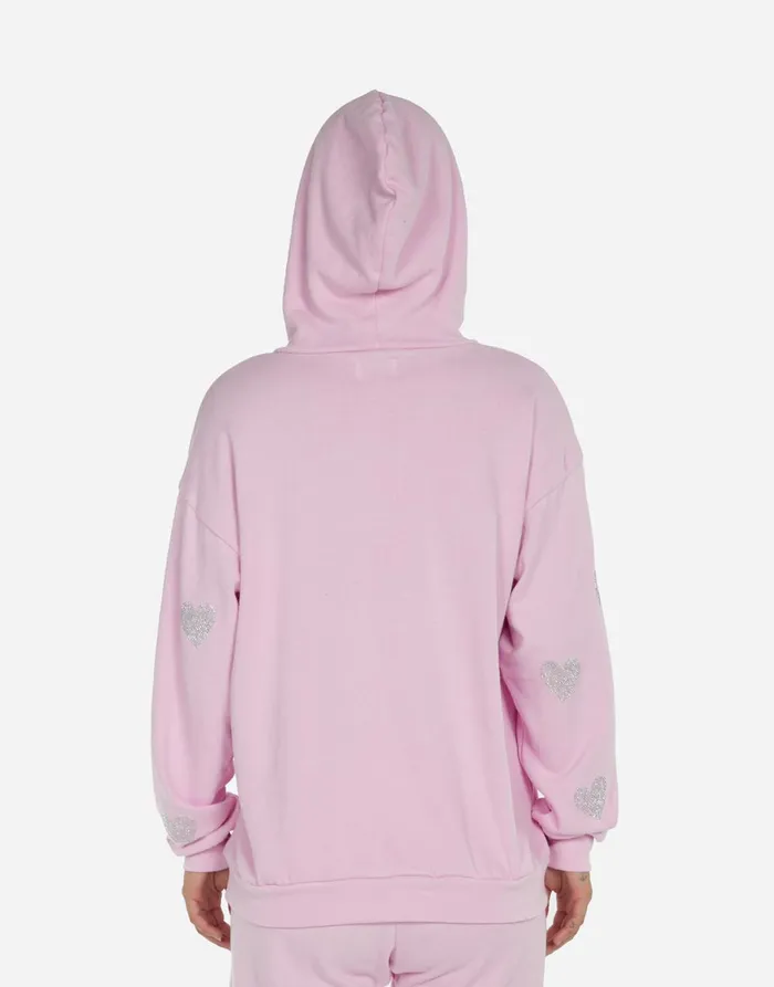 Harmony Crystal Pink Peace Love Skull Peony Pink Women039s Lauren Moshi Hoodies