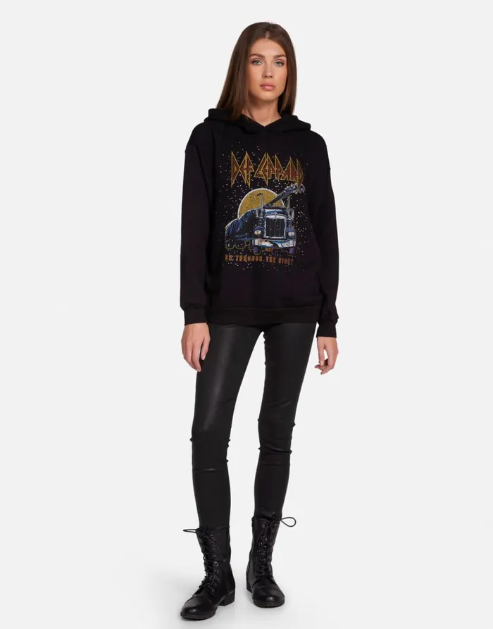 Harmony Def Leppard Truck W Crystals Black Women039s Lauren Moshi Hoodies
