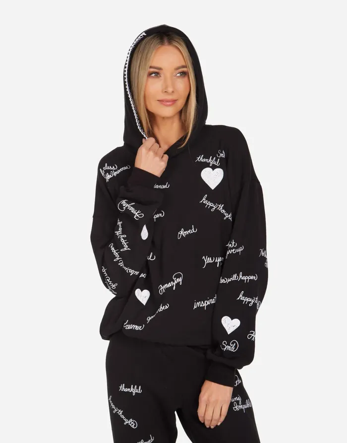 Harmony Happy Thoughts Black Women039s Lauren Moshi Hoodies