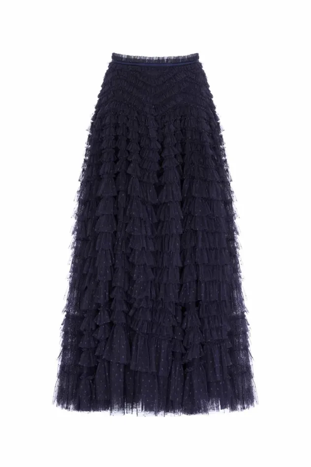 Hattie Ruffle Ankle Skirt Blue Women Needle and Thread Skirts