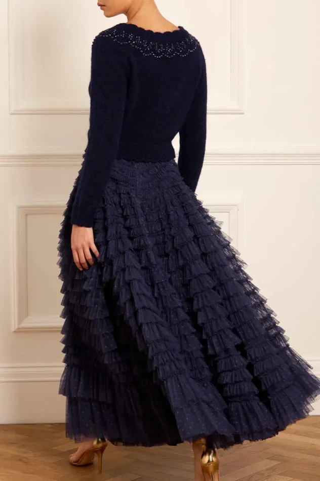 Hattie Ruffle Ankle Skirt Blue Women Needle and Thread Skirts