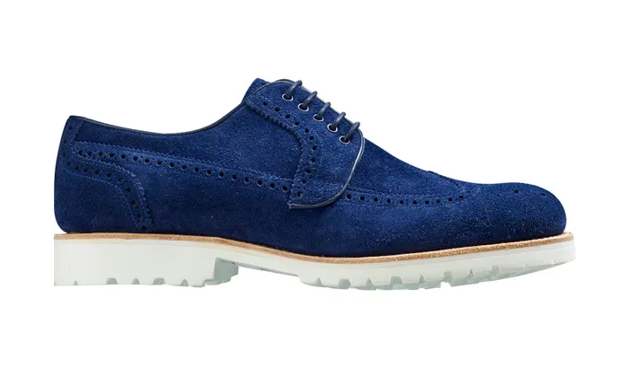 Hawk 8211 Navy Suede Men Barker Shoes Mens Derbys