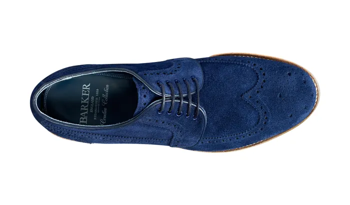 Hawk 8211 Navy Suede Men Barker Shoes Mens Derbys