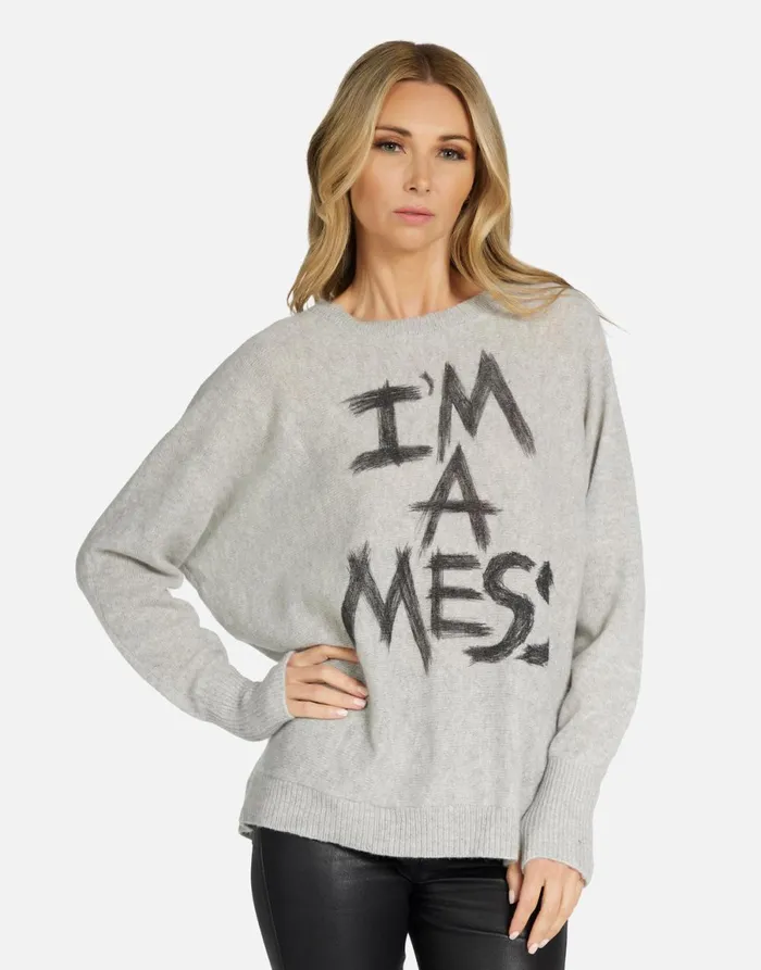 Hollis I039m A Mess Heather Grey Women039s Lauren Moshi Long Sleeve