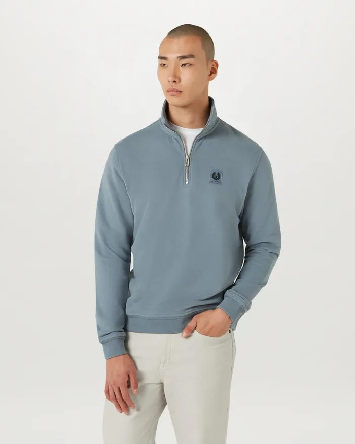 Hoodies and Sweatshirts Men Belstaff Belstaff Quarter Zip Sweatshirt Blue Flint Hoodies and Sweatshirts Men Belstaff Belstaff Quarter Zip Sweatshirt Blue Flint