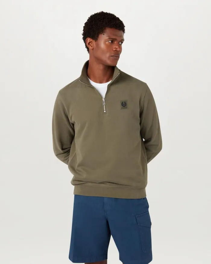 Hoodies and Sweatshirts Men Belstaff Belstaff Quarter Zip Sweatshirt Surplus Green