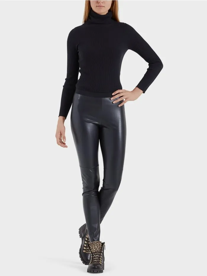 Hosen Damen Marc Cain Leggings Aus Kunstleder Midnight Blue