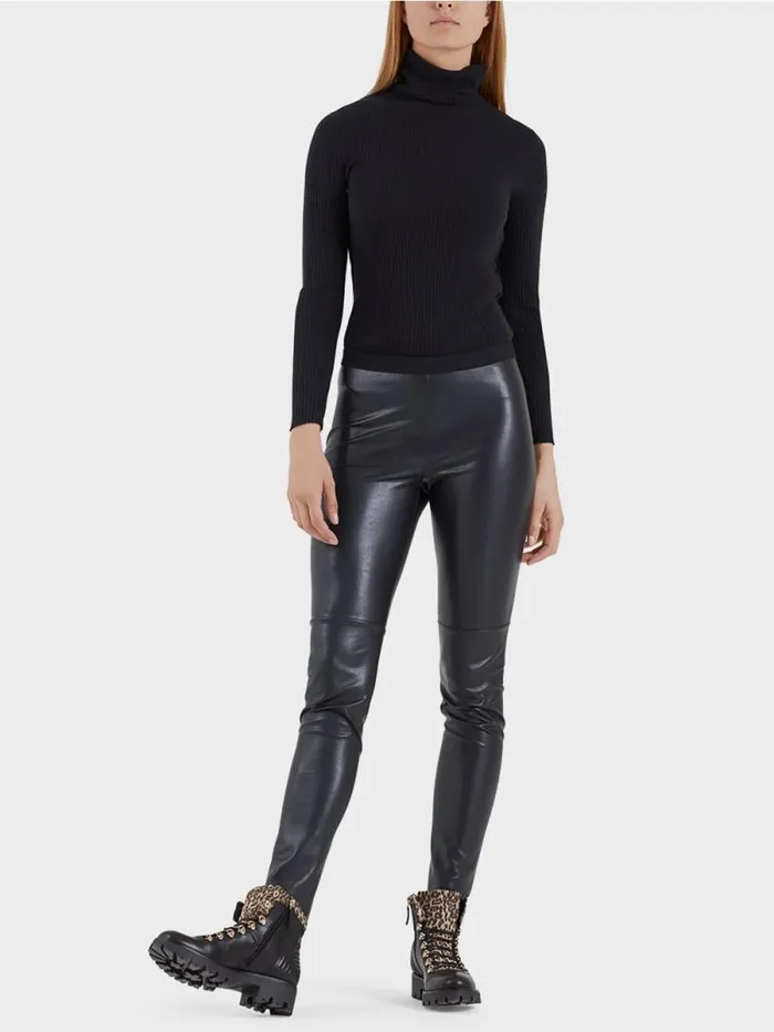 Hosen Damen Marc Cain Leggings Aus Kunstleder Midnight Blue