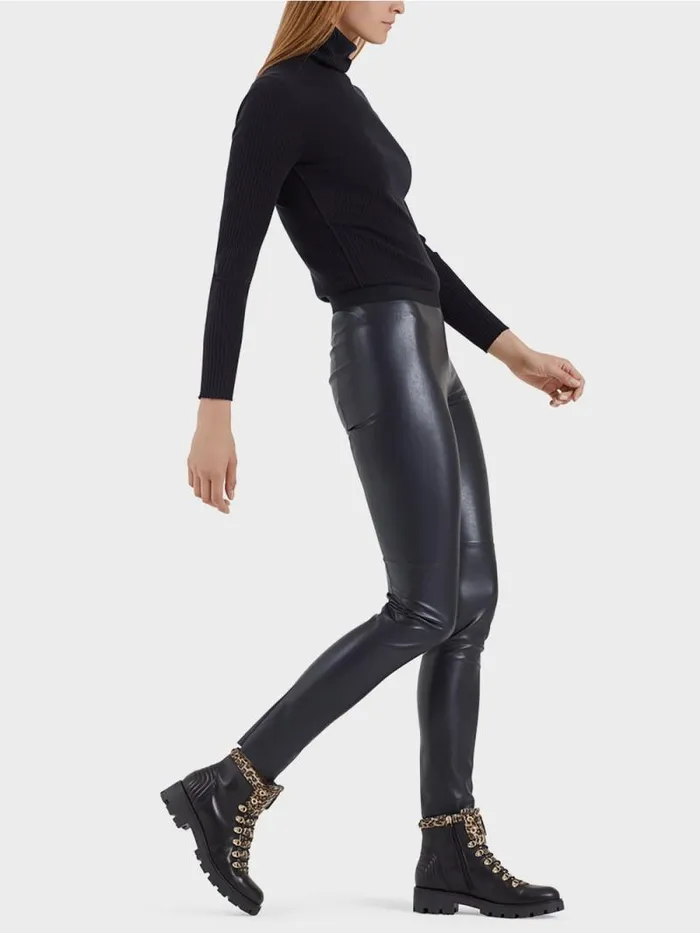 Hosen Damen Marc Cain Leggings Aus Kunstleder Midnight Blue