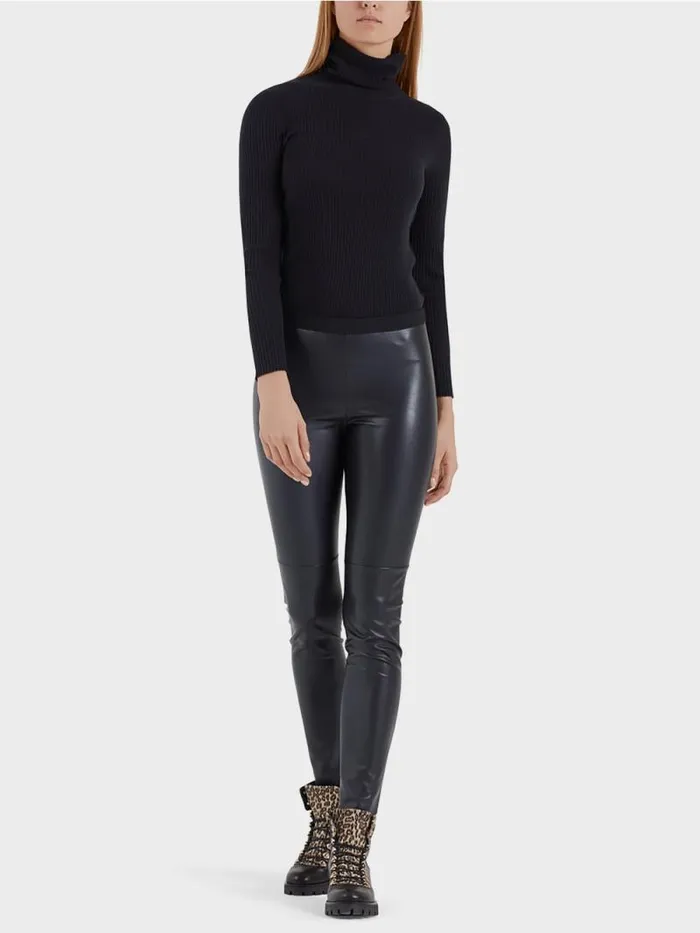 Hosen Damen Marc Cain Leggings Aus Kunstleder Midnight Blue