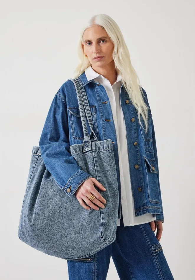 Hush Bags Women Britney Denim Tote Bag Blue Denim