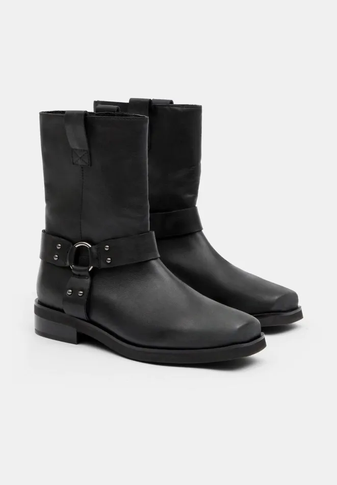 Hush Boots Women Oakley Leather Biker Boot Black Hush Boots Women Oakley Leather Biker Boot Black