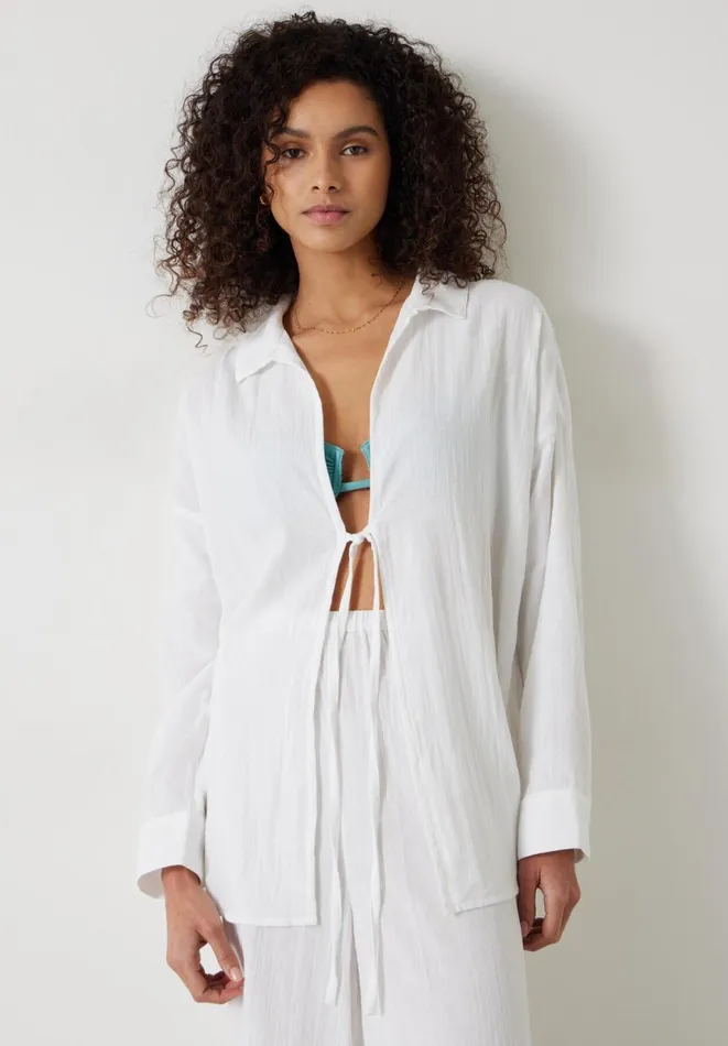 Hush Coords Women Elodie Oversized Cheesecloth Shirt White