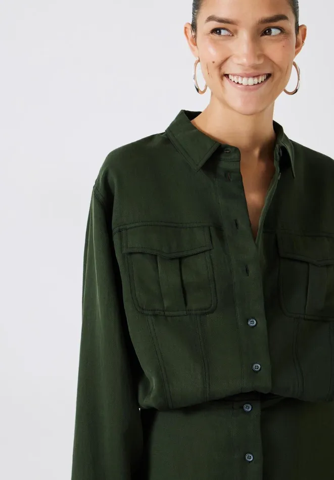 Hush Dresses Women Maia Mini Utility Dress Dark Green Hush Dresses Women Maia Mini Utility Dress Dark Green