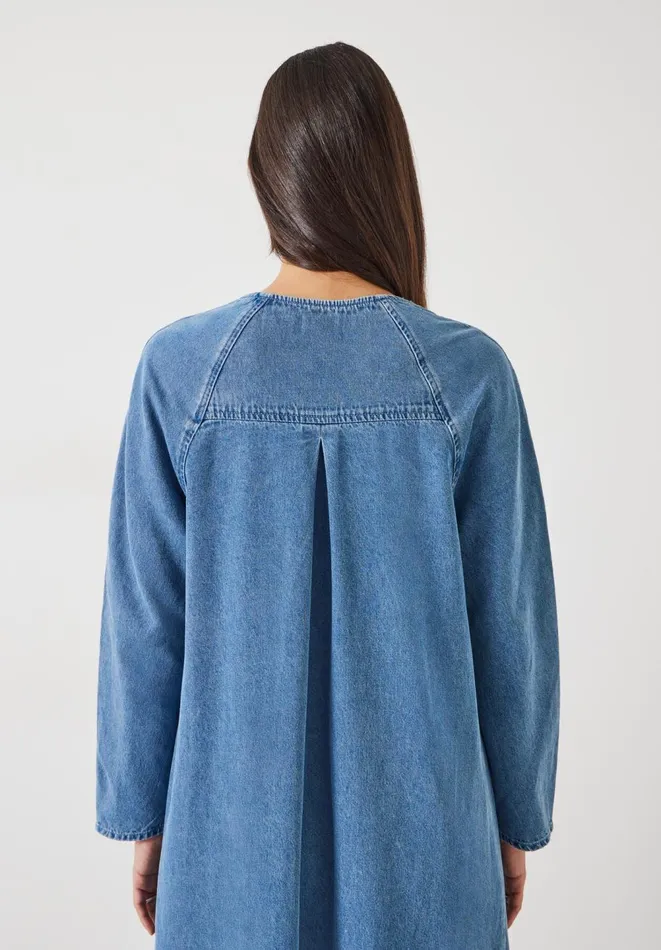 Hush Dresses Women Marina VNeck Denim Maxi Dress Mid Authentic Blue