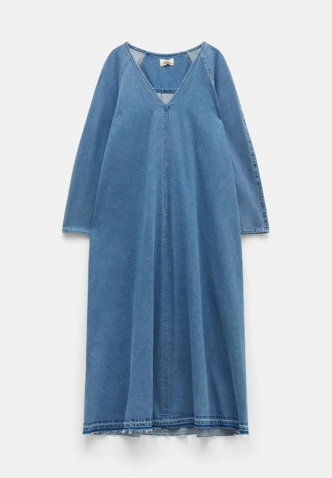 Hush Dresses Women Marina VNeck Denim Maxi Dress Mid Authentic Blue