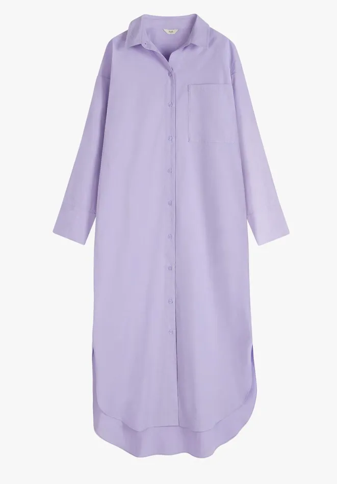 Hush Dresses Women Sahra Cotton Midi Shirt Dress Purple Hush Dresses Women Sahra Cotton Midi Shirt Dress Purple