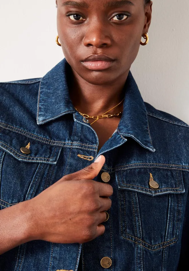 Hush Jackets and Coats Women Ciara Cropped Denim Jacket Authentic Blue Denim Hush Jackets and Coats Women Ciara Cropped Denim Jacket Authentic Blue Denim