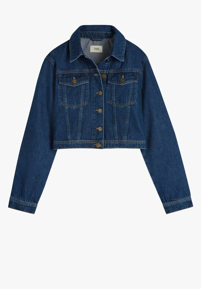 Hush Jackets and Coats Women Ciara Cropped Denim Jacket Authentic Blue Denim Hush Jackets and Coats Women Ciara Cropped Denim Jacket Authentic Blue Denim