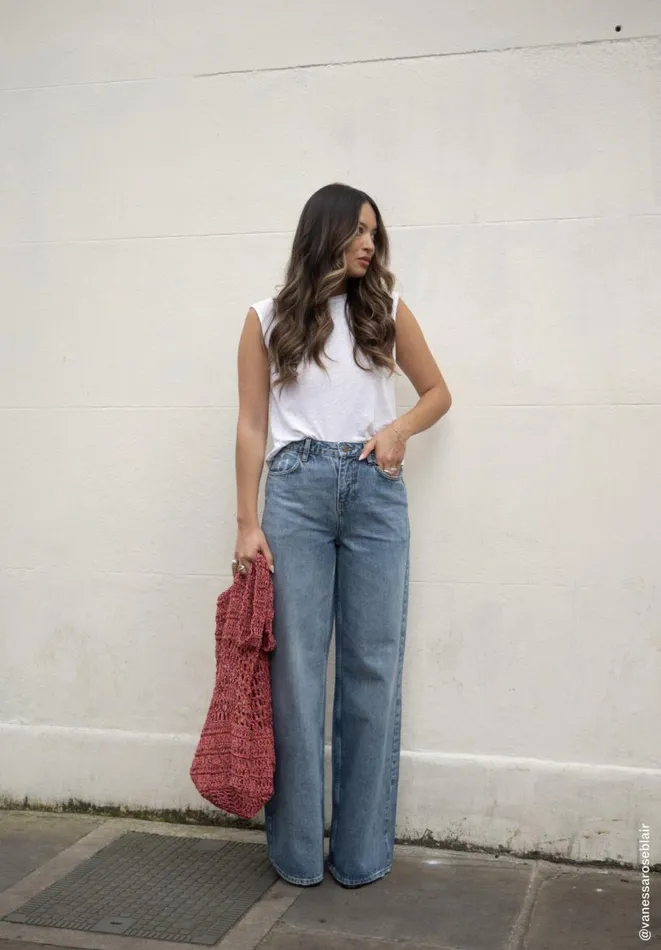 Hush Jeans Women Abi Wide Leg Jeans Authentic Light Wash