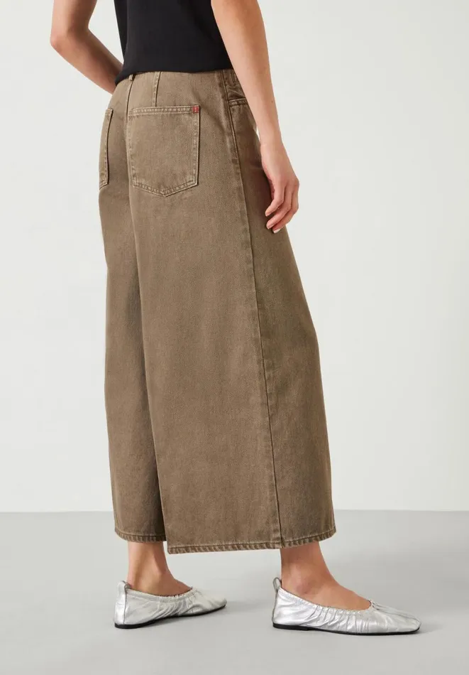 Hush Jeans Women Ella Wide Leg Cropped Jeans Olive