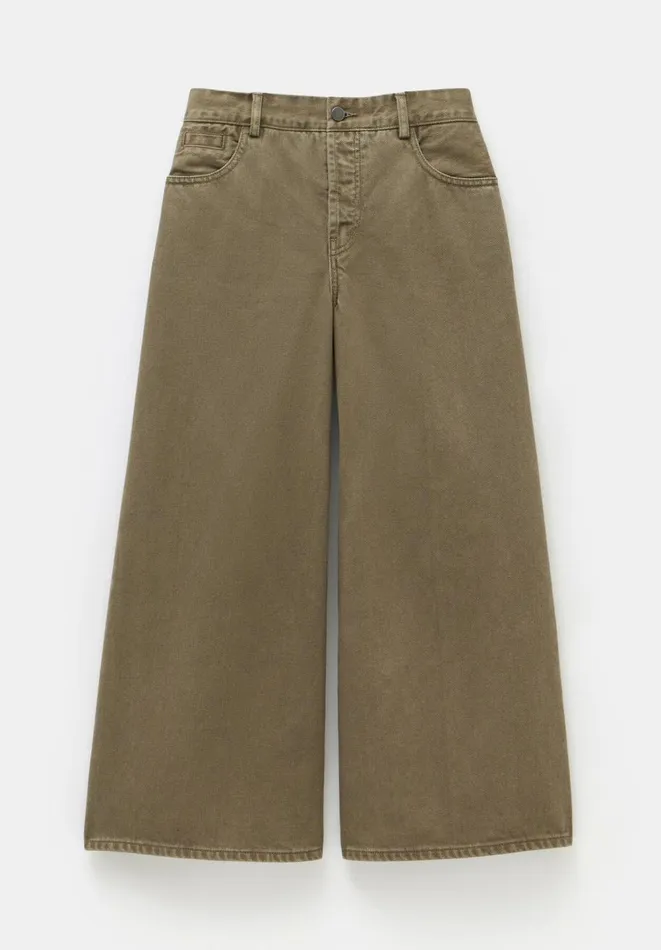 Hush Jeans Women Ella Wide Leg Cropped Jeans Olive