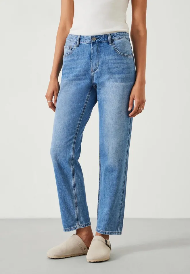 Hush Jeans Women Relaxed Fit Boyfriend Jeans Mid Authentic Blue