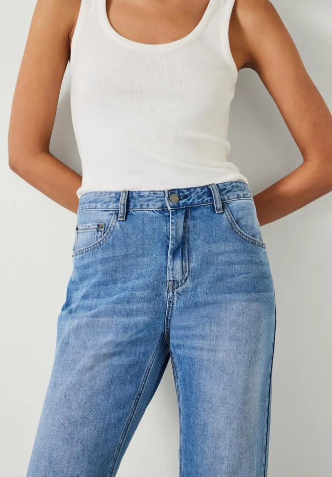 Hush Jeans Women Relaxed Fit Boyfriend Jeans Mid Authentic Blue