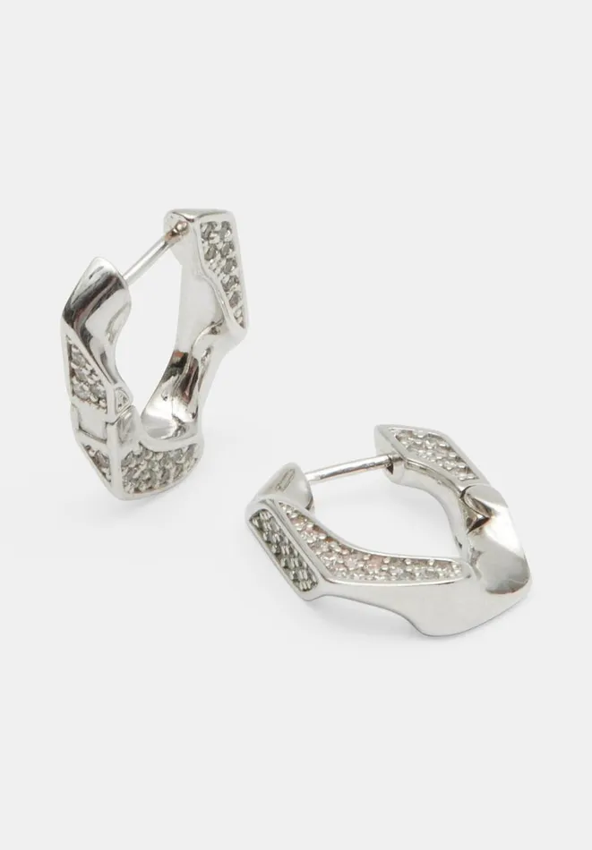 Hush Jewellery Women Luv AJ Pave Cuban Link Earring Silver 8211 Jewellery