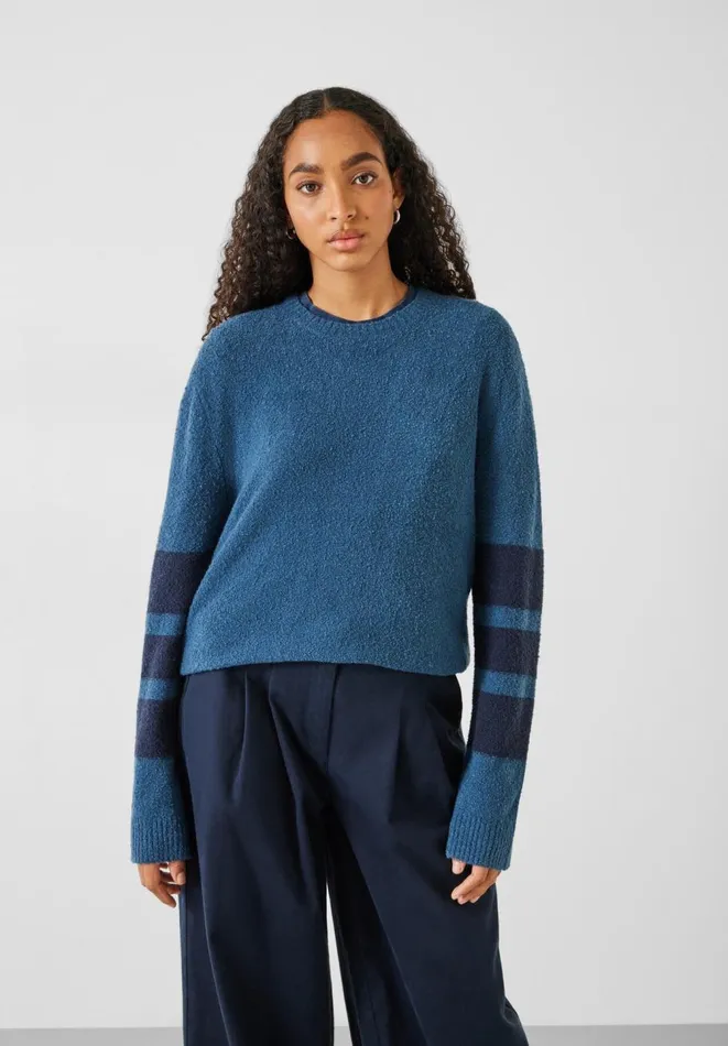 Hush Jumpers and Cardigans Women Bellata Sleeve Stripe Knitted Jumper Mid Blue