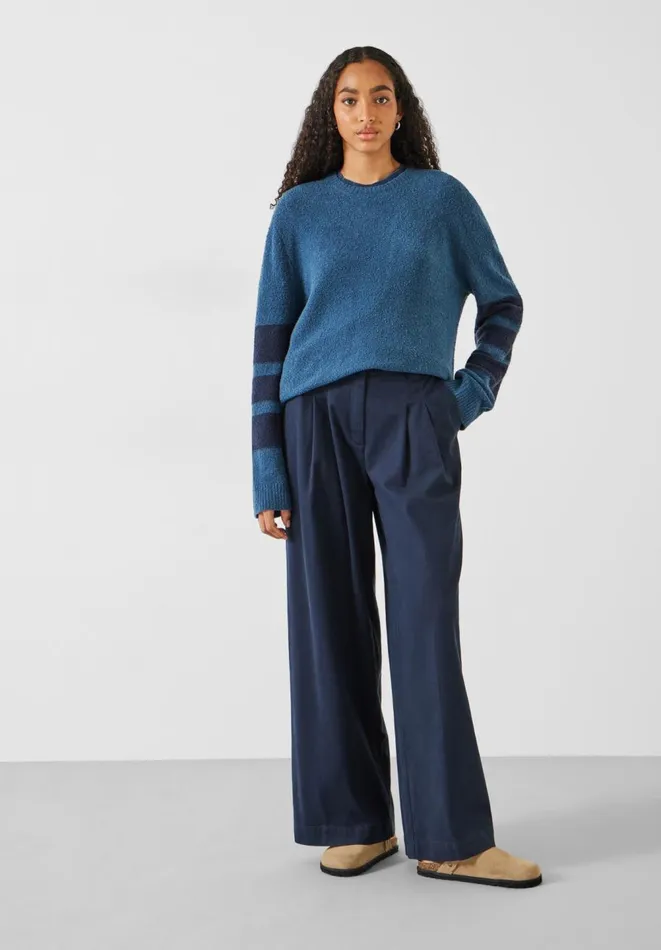 Hush Jumpers and Cardigans Women Bellata Sleeve Stripe Knitted Jumper Mid Blue