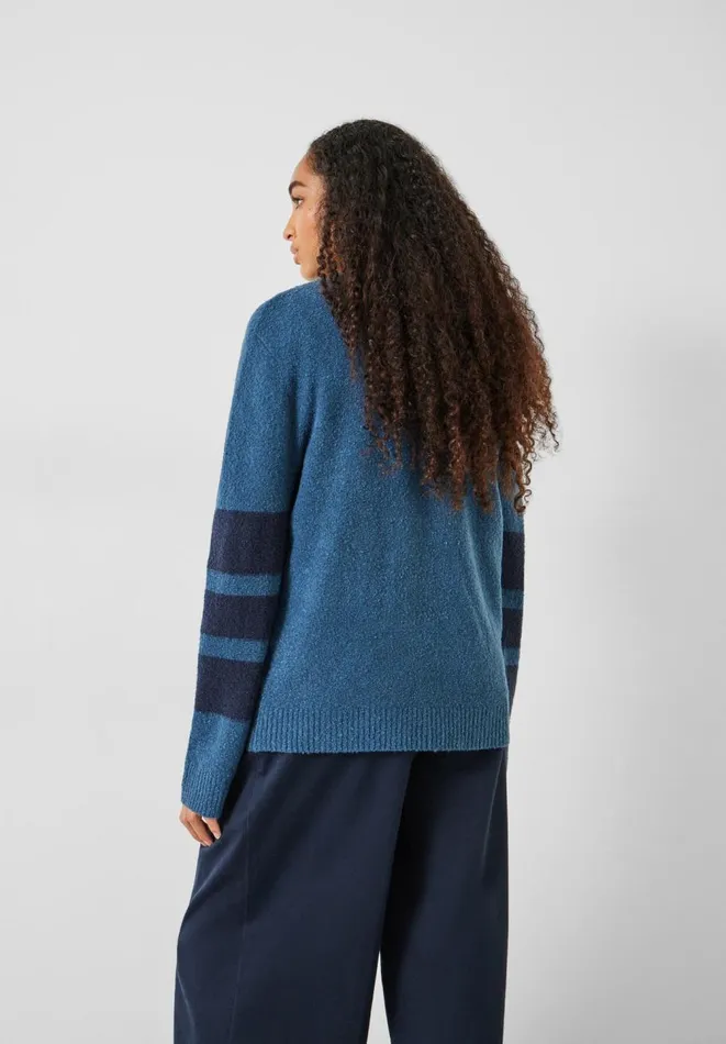 Hush Jumpers and Cardigans Women Bellata Sleeve Stripe Knitted Jumper Mid Blue