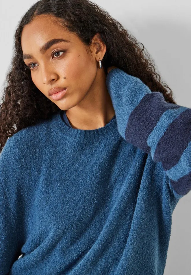 Hush Jumpers and Cardigans Women Bellata Sleeve Stripe Knitted Jumper Mid Blue