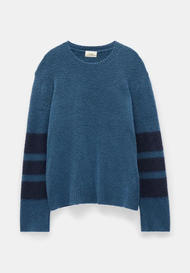 Hush Jumpers and Cardigans Women Bellata Sleeve Stripe Knitted Jumper Mid Blue
