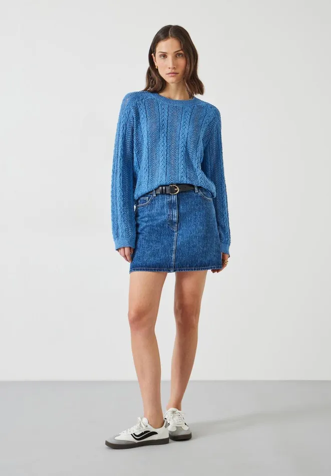Hush Jumpers and Cardigans Women Dot Open Stitch Cable Crew Jumper Blue Hush Jumpers and Cardigans Women Dot Open Stitch Cable Crew Jumper Blue