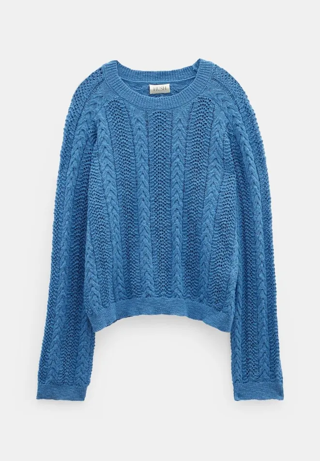 Hush Jumpers and Cardigans Women Dot Open Stitch Cable Crew Jumper Blue Hush Jumpers and Cardigans Women Dot Open Stitch Cable Crew Jumper Blue