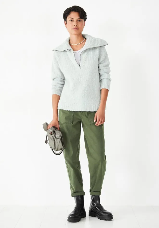 Hush Jumpers and Cardigans Women Nia Half Zip Knitted Jumper Palest Grey Marl