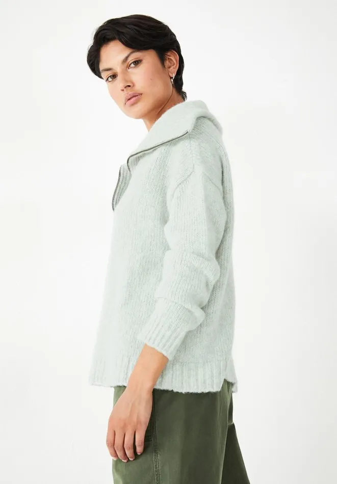 Hush Jumpers and Cardigans Women Nia Half Zip Knitted Jumper Palest Grey Marl