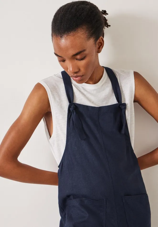 Hush Jumpsuits Women Eliza Linen Blend Dungarees Midnight Navy Hush Jumpsuits Women Eliza Linen Blend Dungarees Midnight Navy