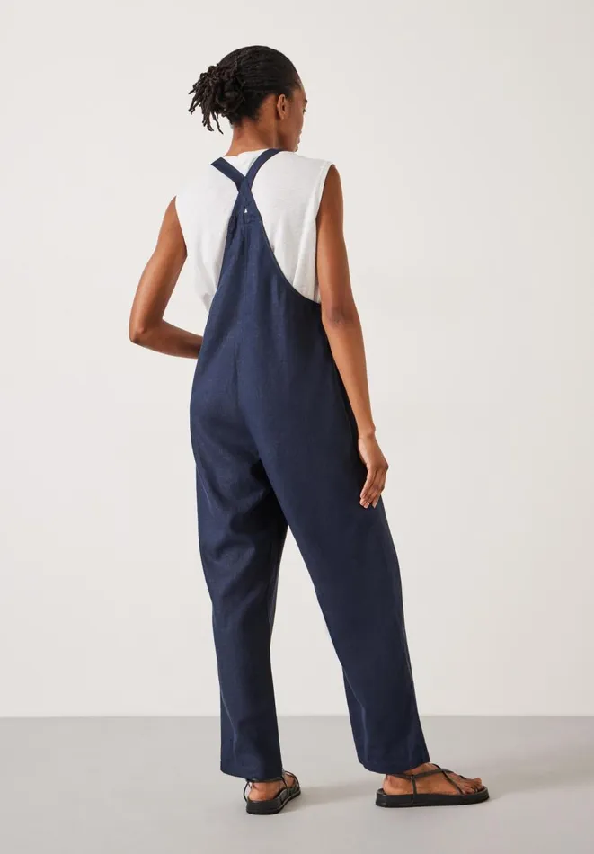 Hush Jumpsuits Women Eliza Linen Blend Dungarees Midnight Navy Hush Jumpsuits Women Eliza Linen Blend Dungarees Midnight Navy
