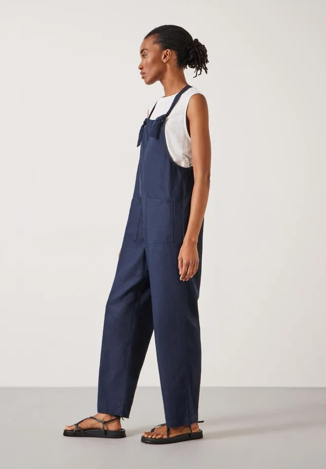 Hush Jumpsuits Women Eliza Linen Blend Dungarees Midnight Navy Hush Jumpsuits Women Eliza Linen Blend Dungarees Midnight Navy