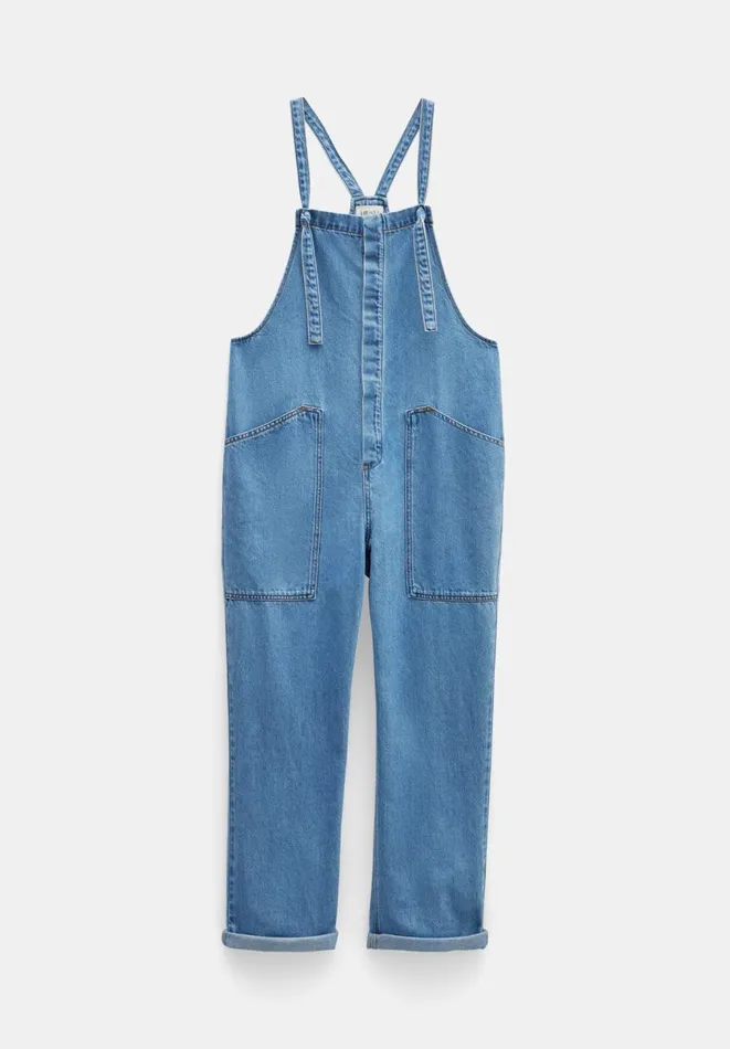 Hush Jumpsuits Women Ellie Denim Cropped Dungarees Light Blue Wash Hush Jumpsuits Women Ellie Denim Cropped Dungarees Light Blue Wash