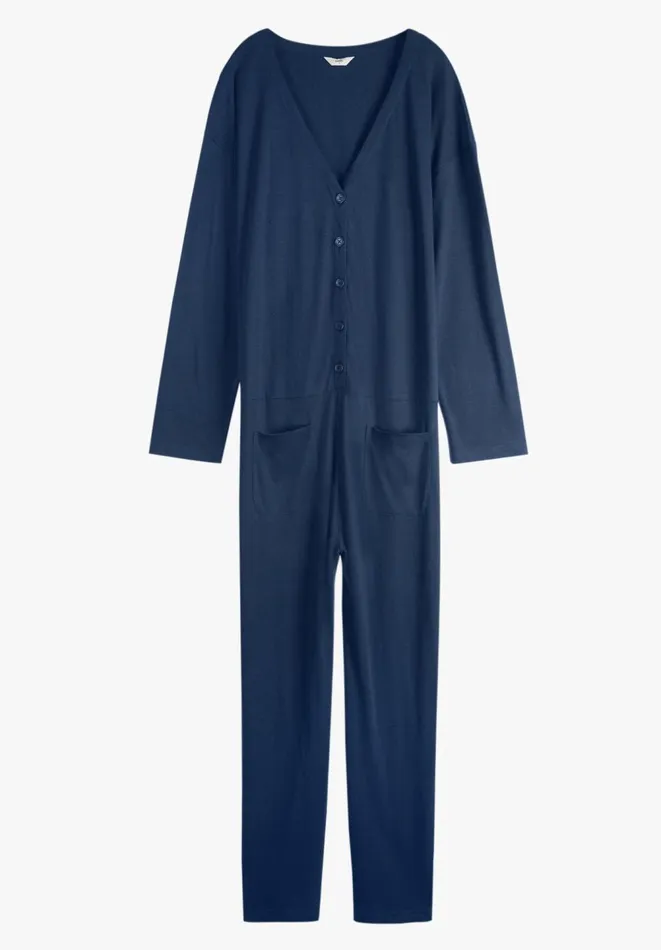 Hush Pyjamas and Nightwear Women Chesten Linen Blend Jersey Onesie Midnight Navy Hush Pyjamas and Nightwear Women Chesten Linen Blend Jersey Onesie Midnight Navy