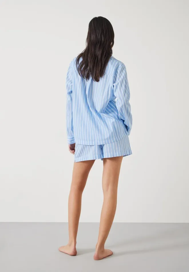 Hush Pyjamas and Nightwear Women Clemmie Cotton Pyjama Set Soft Blue White Stripe Hush Pyjamas and Nightwear Women Clemmie Cotton Pyjama Set Soft Blue White Stripe