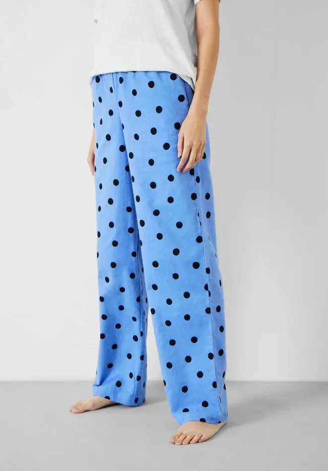 Hush Pyjamas and Nightwear Women Sadie Cotton Flannel Pyjama Trousers Random Polka Dot Blue